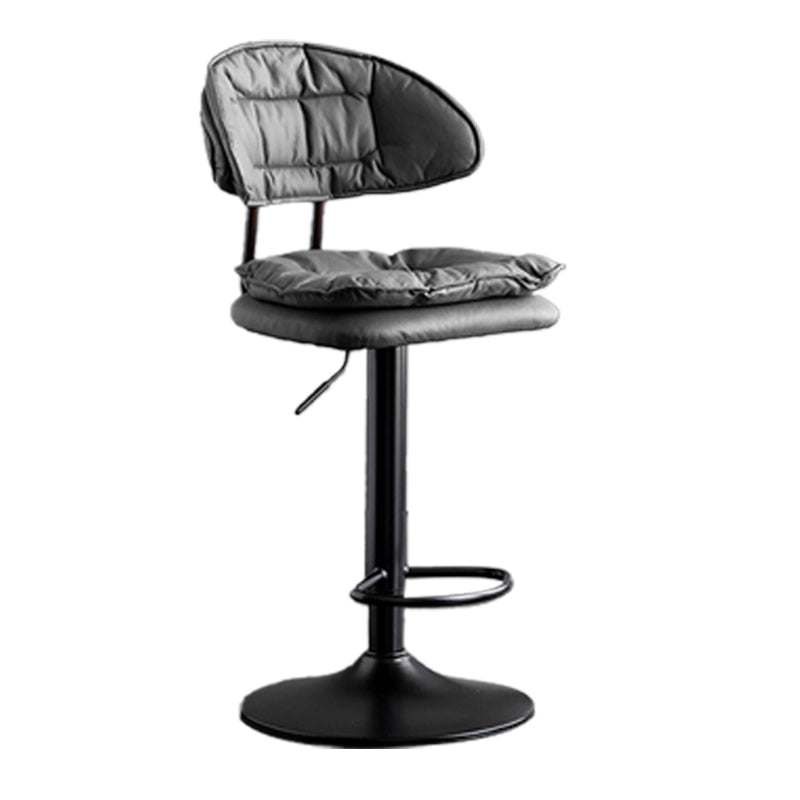Scandinavian Metal Barstool Adjustable Low Back Leather Barstools in Matte Finish Black Black 1 Piece Clearhalo 'Bar Furniture' 'Bar Stools' 'bar_stools' 'furn' 'furn_bar_stools' 'Furniture' 'Kitchen & Dining Furniture' 5816970