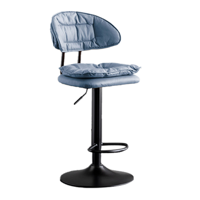 Scandinavian Metal Barstool Adjustable Low Back Leather Barstools in Matte Finish Dark Blue Black 1 Piece Clearhalo 'Bar Furniture' 'Bar Stools' 'bar_stools' 'furn' 'furn_bar_stools' 'Furniture' 'Kitchen & Dining Furniture' 5816971