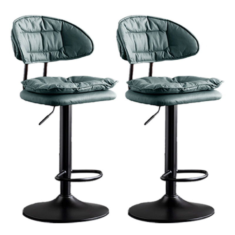 Scandinavian Metal Barstool Adjustable Low Back Leather Barstools in Matte Finish Green Black 2 Piece Set Clearhalo 'Bar Furniture' 'Bar Stools' 'bar_stools' 'furn' 'furn_bar_stools' 'Furniture' 'Kitchen & Dining Furniture' 5816980