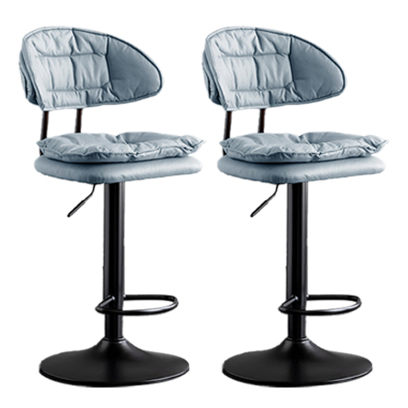 Scandinavian Metal Barstool Adjustable Low Back Leather Barstools in Matte Finish Blue Black 2 Piece Set Clearhalo 'Bar Furniture' 'Bar Stools' 'bar_stools' 'furn' 'furn_bar_stools' 'Furniture' 'Kitchen & Dining Furniture' 5816981