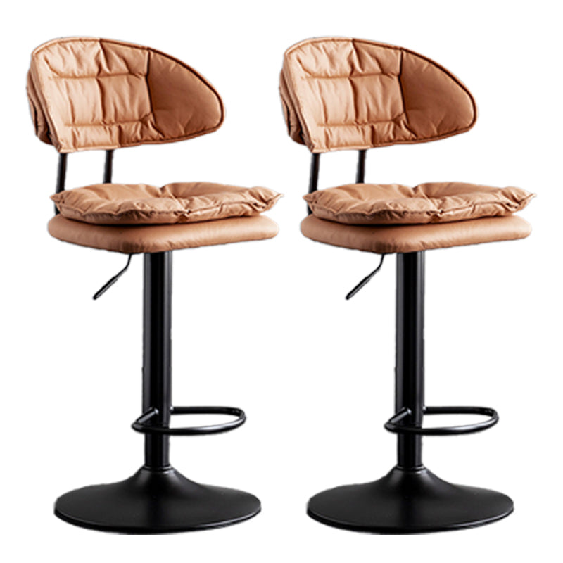 Scandinavian Metal Barstool Adjustable Low Back Leather Barstools in Matte Finish Brown Black 2 Piece Set Clearhalo 'Bar Furniture' 'Bar Stools' 'bar_stools' 'furn' 'furn_bar_stools' 'Furniture' 'Kitchen & Dining Furniture' 5816982