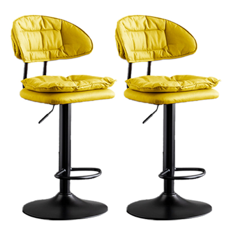 Scandinavian Metal Barstool Adjustable Low Back Leather Barstools in Matte Finish Yellow Black 2 Piece Set Clearhalo 'Bar Furniture' 'Bar Stools' 'bar_stools' 'furn' 'furn_bar_stools' 'Furniture' 'Kitchen & Dining Furniture' 5816983