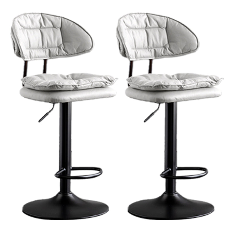Scandinavian Metal Barstool Adjustable Low Back Leather Barstools in Matte Finish Gray-White Black 2 Piece Set Clearhalo 'Bar Furniture' 'Bar Stools' 'bar_stools' 'furn' 'furn_bar_stools' 'Furniture' 'Kitchen & Dining Furniture' 5816984