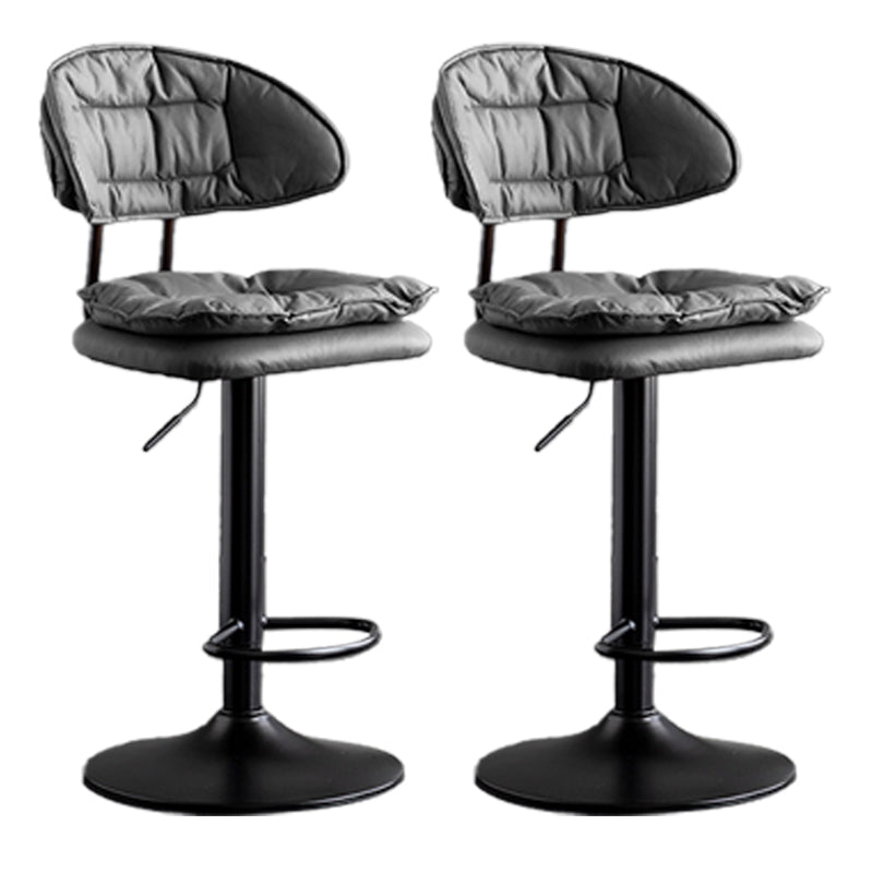 Scandinavian Metal Barstool Adjustable Low Back Leather Barstools in Matte Finish Black Black 2 Piece Set Clearhalo 'Bar Furniture' 'Bar Stools' 'bar_stools' 'furn' 'furn_bar_stools' 'Furniture' 'Kitchen & Dining Furniture' 5816985