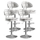 Scandinavian Metal Barstool Adjustable Low Back Leather Barstools in Matte Finish Gray-White Chrome 4 Piece Set Clearhalo 'Bar Furniture' 'Bar Stools' 'bar_stools' 'furn' 'furn_bar_stools' 'Furniture' 'Kitchen & Dining Furniture' 5816990
