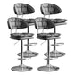 Scandinavian Metal Barstool Adjustable Low Back Leather Barstools in Matte Finish Black Chrome 4 Piece Set Clearhalo 'Bar Furniture' 'Bar Stools' 'bar_stools' 'furn' 'furn_bar_stools' 'Furniture' 'Kitchen & Dining Furniture' 5816993