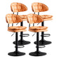 Scandinavian Metal Barstool Adjustable Low Back Leather Barstools in Matte Finish Orange Black 4 Piece Set Clearhalo 'Bar Furniture' 'Bar Stools' 'bar_stools' 'furn' 'furn_bar_stools' 'Furniture' 'Kitchen & Dining Furniture' 5816994