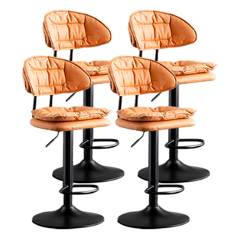 Scandinavian Metal Barstool Adjustable Low Back Leather Barstools in Matte Finish Orange Black 4 Piece Set Clearhalo 'Bar Furniture' 'Bar Stools' 'bar_stools' 'furn' 'furn_bar_stools' 'Furniture' 'Kitchen & Dining Furniture' 5816994