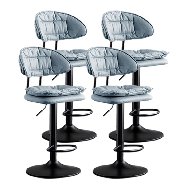 Scandinavian Metal Barstool Adjustable Low Back Leather Barstools in Matte Finish Blue Black 4 Piece Set Clearhalo 'Bar Furniture' 'Bar Stools' 'bar_stools' 'furn' 'furn_bar_stools' 'Furniture' 'Kitchen & Dining Furniture' 5816996