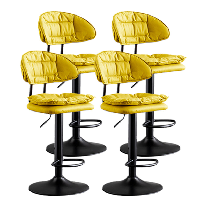 Scandinavian Metal Barstool Adjustable Low Back Leather Barstools in Matte Finish Yellow Black 4 Piece Set Clearhalo 'Bar Furniture' 'Bar Stools' 'bar_stools' 'furn' 'furn_bar_stools' 'Furniture' 'Kitchen & Dining Furniture' 5816998