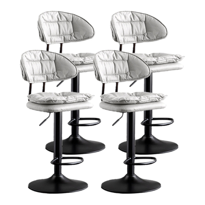 Scandinavian Metal Barstool Adjustable Low Back Leather Barstools in Matte Finish Gray-White Black 4 Piece Set Clearhalo 'Bar Furniture' 'Bar Stools' 'bar_stools' 'furn' 'furn_bar_stools' 'Furniture' 'Kitchen & Dining Furniture' 5816999