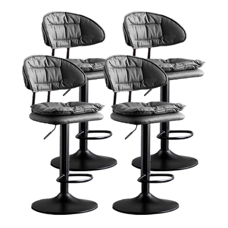 Scandinavian Metal Barstool Adjustable Low Back Leather Barstools in Matte Finish Black Black 4 Piece Set Clearhalo 'Bar Furniture' 'Bar Stools' 'bar_stools' 'furn' 'furn_bar_stools' 'Furniture' 'Kitchen & Dining Furniture' 5817000