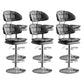 Scandinavian Metal Barstool Adjustable Low Back Leather Barstools in Matte Finish Black Chrome 6 Piece Set Clearhalo 'Bar Furniture' 'Bar Stools' 'bar_stools' 'furn' 'furn_bar_stools' 'Furniture' 'Kitchen & Dining Furniture' 5817002