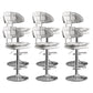 Scandinavian Metal Barstool Adjustable Low Back Leather Barstools in Matte Finish Gray-White Chrome 6 Piece Set Clearhalo 'Bar Furniture' 'Bar Stools' 'bar_stools' 'furn' 'furn_bar_stools' 'Furniture' 'Kitchen & Dining Furniture' 5817005