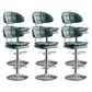Scandinavian Metal Barstool Adjustable Low Back Leather Barstools in Matte Finish Green Chrome 6 Piece Set Clearhalo 'Bar Furniture' 'Bar Stools' 'bar_stools' 'furn' 'furn_bar_stools' 'Furniture' 'Kitchen & Dining Furniture' 5817007