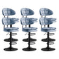 Scandinavian Metal Barstool Adjustable Low Back Leather Barstools in Matte Finish Dark Blue Black 6 Piece Set Clearhalo 'Bar Furniture' 'Bar Stools' 'bar_stools' 'furn' 'furn_bar_stools' 'Furniture' 'Kitchen & Dining Furniture' 5817008