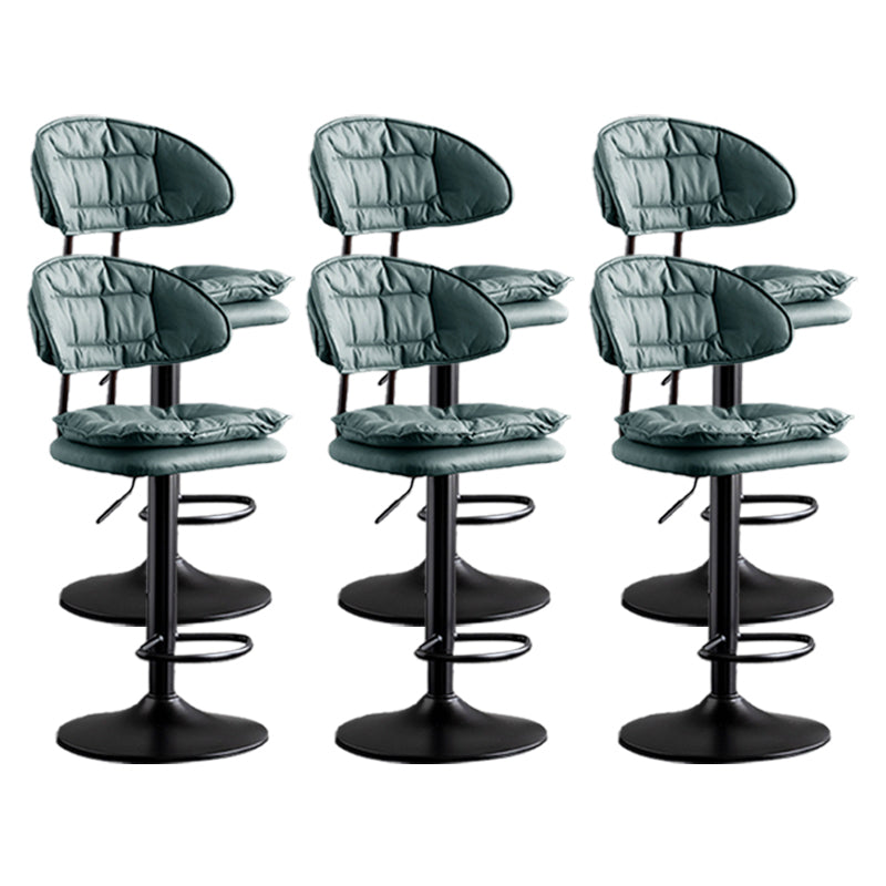 Scandinavian Metal Barstool Adjustable Low Back Leather Barstools in Matte Finish Green Black 6 Piece Set Clearhalo 'Bar Furniture' 'Bar Stools' 'bar_stools' 'furn' 'furn_bar_stools' 'Furniture' 'Kitchen & Dining Furniture' 5817010