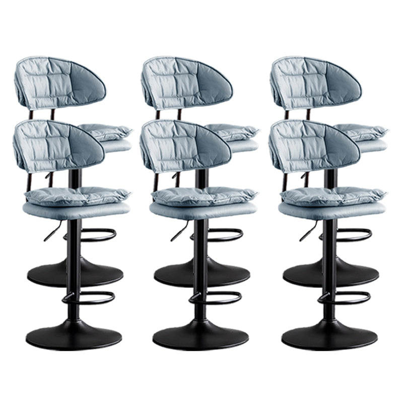 Scandinavian Metal Barstool Adjustable Low Back Leather Barstools in Matte Finish Blue Black 6 Piece Set Clearhalo 'Bar Furniture' 'Bar Stools' 'bar_stools' 'furn' 'furn_bar_stools' 'Furniture' 'Kitchen & Dining Furniture' 5817011