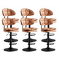 Scandinavian Metal Barstool Adjustable Low Back Leather Barstools in Matte Finish Brown Black 6 Piece Set Clearhalo 'Bar Furniture' 'Bar Stools' 'bar_stools' 'furn' 'furn_bar_stools' 'Furniture' 'Kitchen & Dining Furniture' 5817012