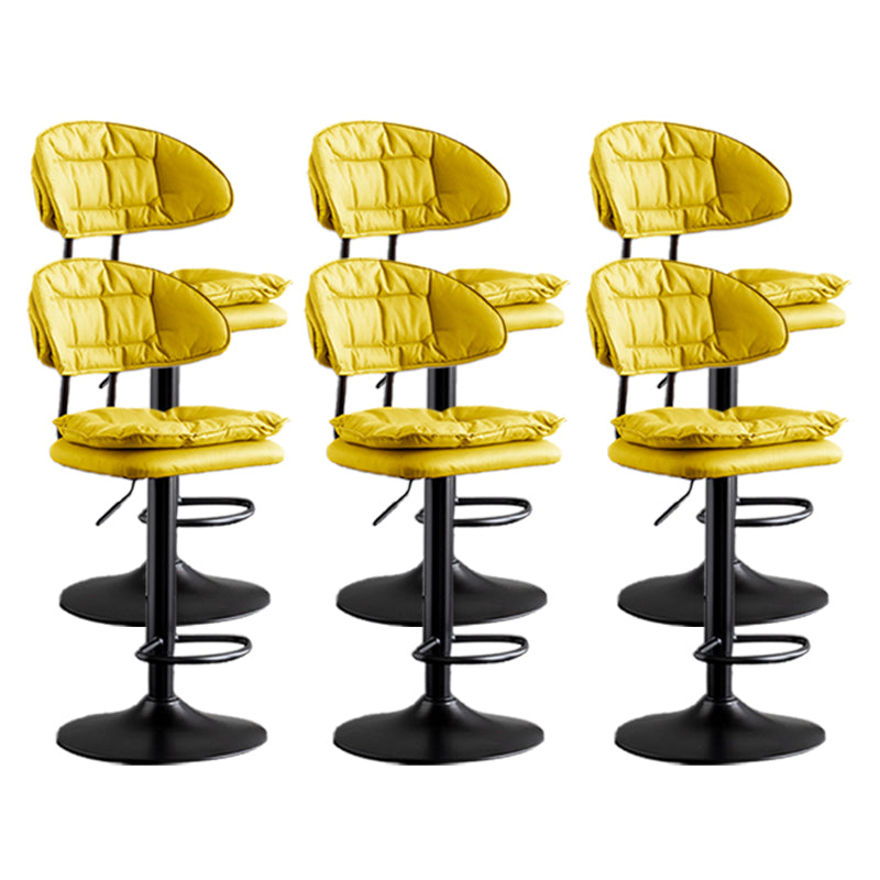 Scandinavian Metal Barstool Adjustable Low Back Leather Barstools in Matte Finish Yellow Black 6 Piece Set Clearhalo 'Bar Furniture' 'Bar Stools' 'bar_stools' 'furn' 'furn_bar_stools' 'Furniture' 'Kitchen & Dining Furniture' 5817013