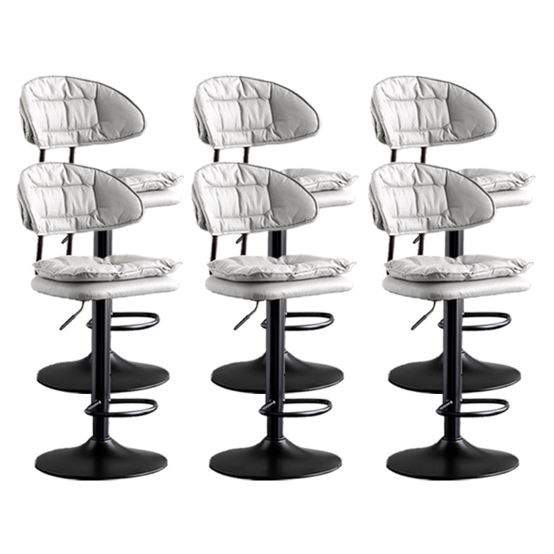 Scandinavian Metal Barstool Adjustable Low Back Leather Barstools in Matte Finish Gray-White Black 6 Piece Set Clearhalo 'Bar Furniture' 'Bar Stools' 'bar_stools' 'furn' 'furn_bar_stools' 'Furniture' 'Kitchen & Dining Furniture' 5817014