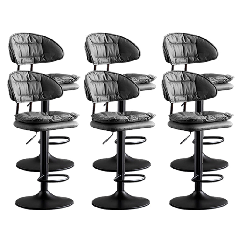 Scandinavian Metal Barstool Adjustable Low Back Leather Barstools in Matte Finish Black Black 6 Piece Set Clearhalo 'Bar Furniture' 'Bar Stools' 'bar_stools' 'furn' 'furn_bar_stools' 'Furniture' 'Kitchen & Dining Furniture' 5817015