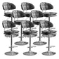 Scandinavian Metal Barstool Adjustable Low Back Leather Barstools in Matte Finish Black Chrome 8 Piece Set Clearhalo 'Bar Furniture' 'Bar Stools' 'bar_stools' 'furn' 'furn_bar_stools' 'Furniture' 'Kitchen & Dining Furniture' 5817016