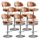 Scandinavian Metal Barstool Adjustable Low Back Leather Barstools in Matte Finish Brown Chrome 8 Piece Set Clearhalo 'Bar Furniture' 'Bar Stools' 'bar_stools' 'furn' 'furn_bar_stools' 'Furniture' 'Kitchen & Dining Furniture' 5817019