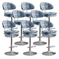 Scandinavian Metal Barstool Adjustable Low Back Leather Barstools in Matte Finish Dark Blue Chrome 8 Piece Set Clearhalo 'Bar Furniture' 'Bar Stools' 'bar_stools' 'furn' 'furn_bar_stools' 'Furniture' 'Kitchen & Dining Furniture' 5817021