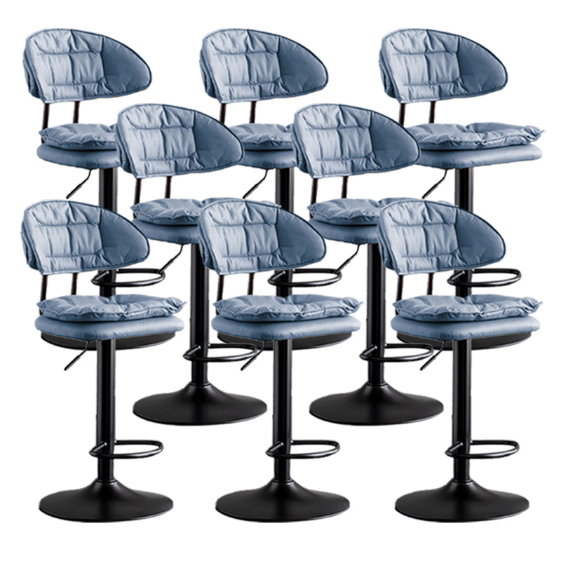 Scandinavian Metal Barstool Adjustable Low Back Leather Barstools in Matte Finish Dark Blue Black 8 Piece Set Clearhalo 'Bar Furniture' 'Bar Stools' 'bar_stools' 'furn' 'furn_bar_stools' 'Furniture' 'Kitchen & Dining Furniture' 5817023