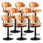 Scandinavian Metal Barstool Adjustable Low Back Leather Barstools in Matte Finish Orange Black 8 Piece Set Clearhalo 'Bar Furniture' 'Bar Stools' 'bar_stools' 'furn' 'furn_bar_stools' 'Furniture' 'Kitchen & Dining Furniture' 5817024