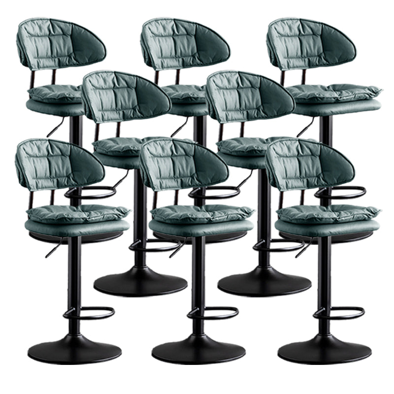 Scandinavian Metal Barstool Adjustable Low Back Leather Barstools in Matte Finish Green Black 8 Piece Set Clearhalo 'Bar Furniture' 'Bar Stools' 'bar_stools' 'furn' 'furn_bar_stools' 'Furniture' 'Kitchen & Dining Furniture' 5817025