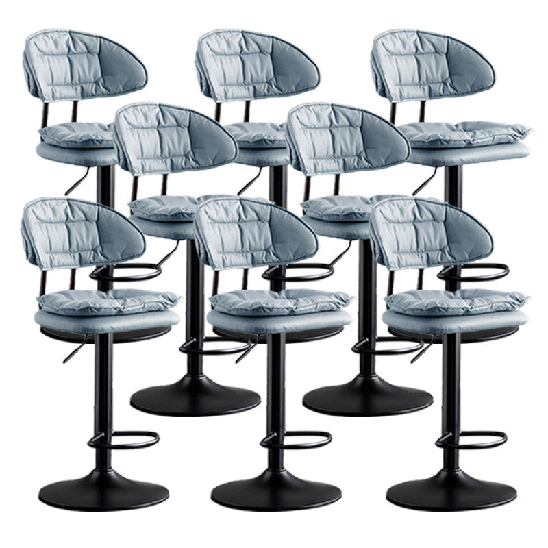 Scandinavian Metal Barstool Adjustable Low Back Leather Barstools in Matte Finish Blue Black 8 Piece Set Clearhalo 'Bar Furniture' 'Bar Stools' 'bar_stools' 'furn' 'furn_bar_stools' 'Furniture' 'Kitchen & Dining Furniture' 5817026