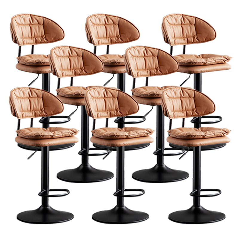 Scandinavian Metal Barstool Adjustable Low Back Leather Barstools in Matte Finish Brown Black 8 Piece Set Clearhalo 'Bar Furniture' 'Bar Stools' 'bar_stools' 'furn' 'furn_bar_stools' 'Furniture' 'Kitchen & Dining Furniture' 5817027