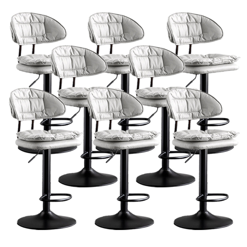 Scandinavian Metal Barstool Adjustable Low Back Leather Barstools in Matte Finish Gray-White Black 8 Piece Set Clearhalo 'Bar Furniture' 'Bar Stools' 'bar_stools' 'furn' 'furn_bar_stools' 'Furniture' 'Kitchen & Dining Furniture' 5817029