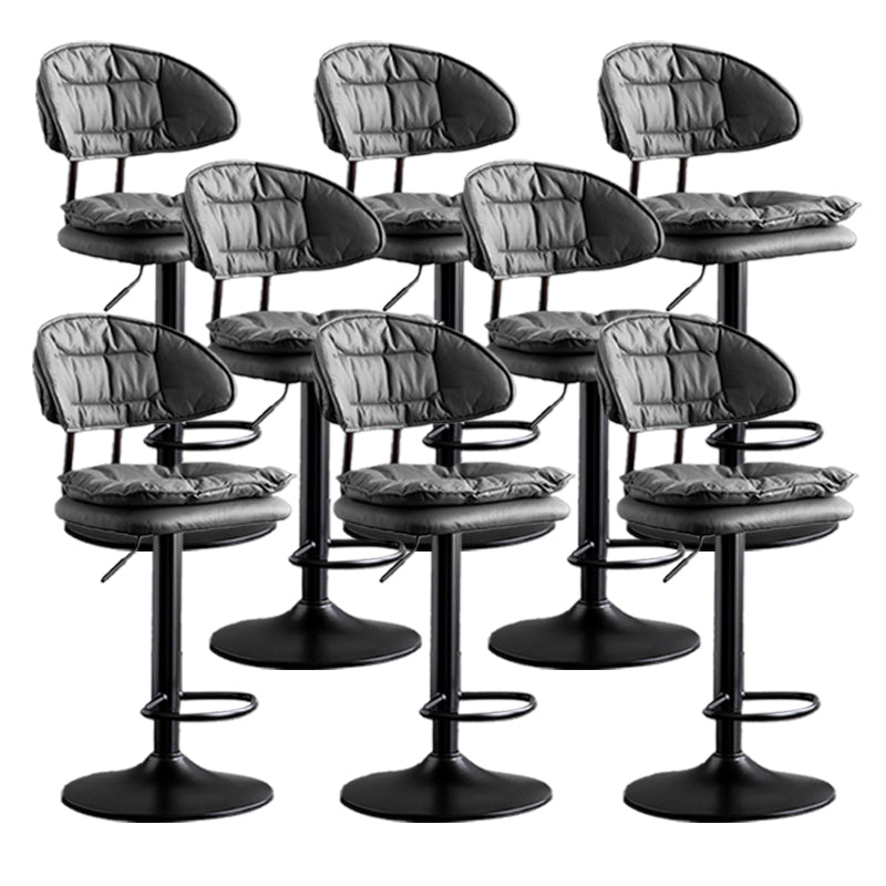 Scandinavian Metal Barstool Adjustable Low Back Leather Barstools in Matte Finish Black Black 8 Piece Set Clearhalo 'Bar Furniture' 'Bar Stools' 'bar_stools' 'furn' 'furn_bar_stools' 'Furniture' 'Kitchen & Dining Furniture' 5817030