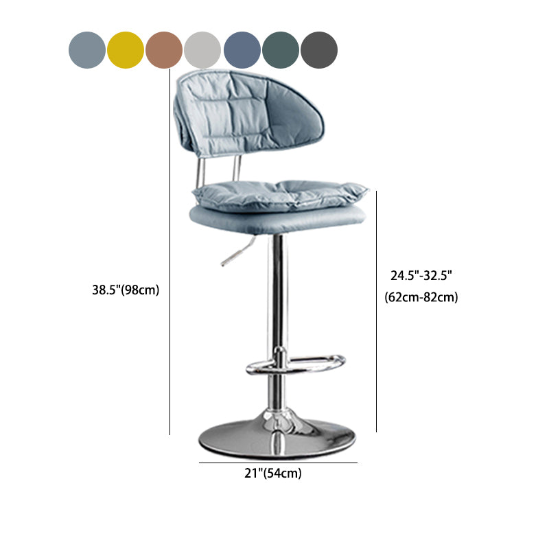Scandinavian Metal Barstool Adjustable Low Back Leather Barstools in Matte Finish Clearhalo 'Bar Furniture' 'Bar Stools' 'bar_stools' 'furn' 'furn_bar_stools' 'Furniture' 'Kitchen & Dining Furniture' 5817031