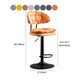 Scandinavian Metal Barstool Adjustable Low Back Leather Barstools in Matte Finish Clearhalo 'Bar Furniture' 'Bar Stools' 'bar_stools' 'furn' 'furn_bar_stools' 'Furniture' 'Kitchen & Dining Furniture' 5817032