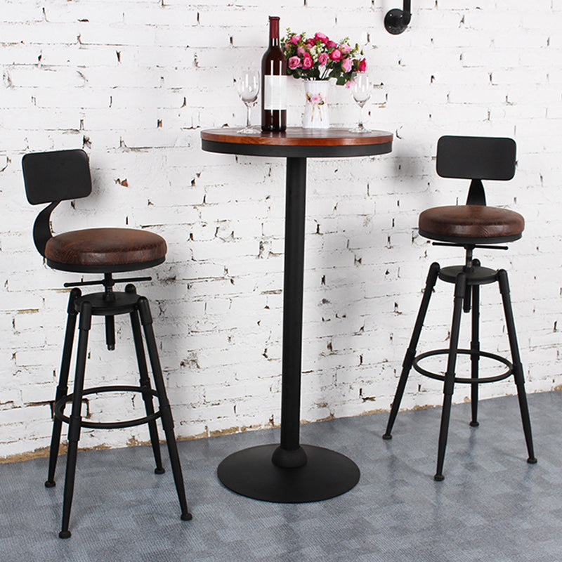 Taburete industrial de metal tapizado de piel sintética con acabado mate para interior