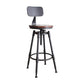 Taburete industrial de metal tapizado de piel sintética con acabado mate para interior