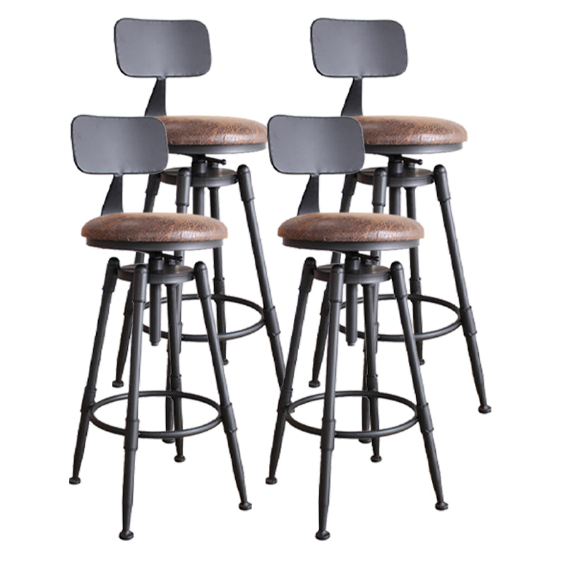 Taburete industrial de metal tapizado de piel sintética con acabado mate para interior