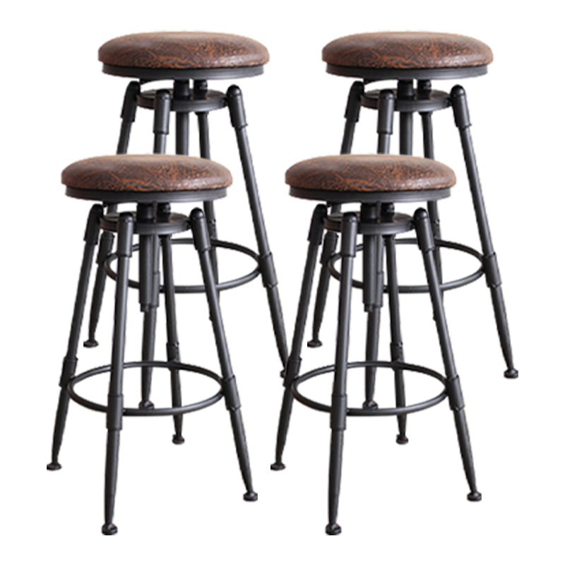 Taburete industrial de metal tapizado de piel sintética con acabado mate para interior