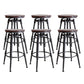Taburete industrial de metal tapizado de piel sintética con acabado mate para interior