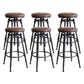 Taburete industrial de metal tapizado de piel sintética con acabado mate para interior
