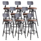 Taburete industrial de metal tapizado de piel sintética con acabado mate para interior