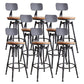 Taburete industrial de metal tapizado de piel sintética con acabado mate para interior