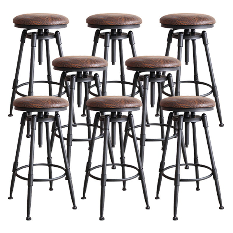 Taburete industrial de metal tapizado de piel sintética con acabado mate para interior
