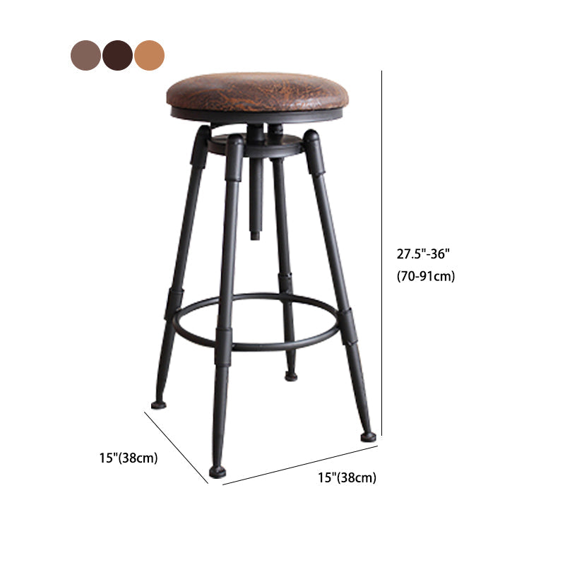 Taburete industrial de metal tapizado de piel sintética con acabado mate para interior