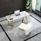 Glam Office Desk Rectangular Marble Writing Desk with Metal Legs White-Gold Clearhalo 'furn' 'furn_office_desk' 'Furniture' 'Office Desks' 'Office Furniture' 'office_desk' 5818527