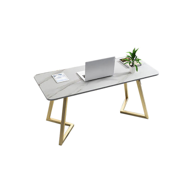 Glam Office Desk Rectangular Marble Writing Desk with Metal Legs Clearhalo 'furn' 'furn_office_desk' 'Furniture' 'Office Desks' 'Office Furniture' 'office_desk' 5818529